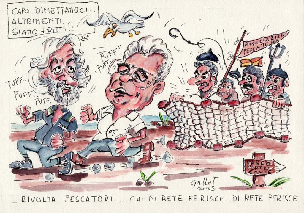 Illustrazione di Antonio Gallo: Rivolta pescatori